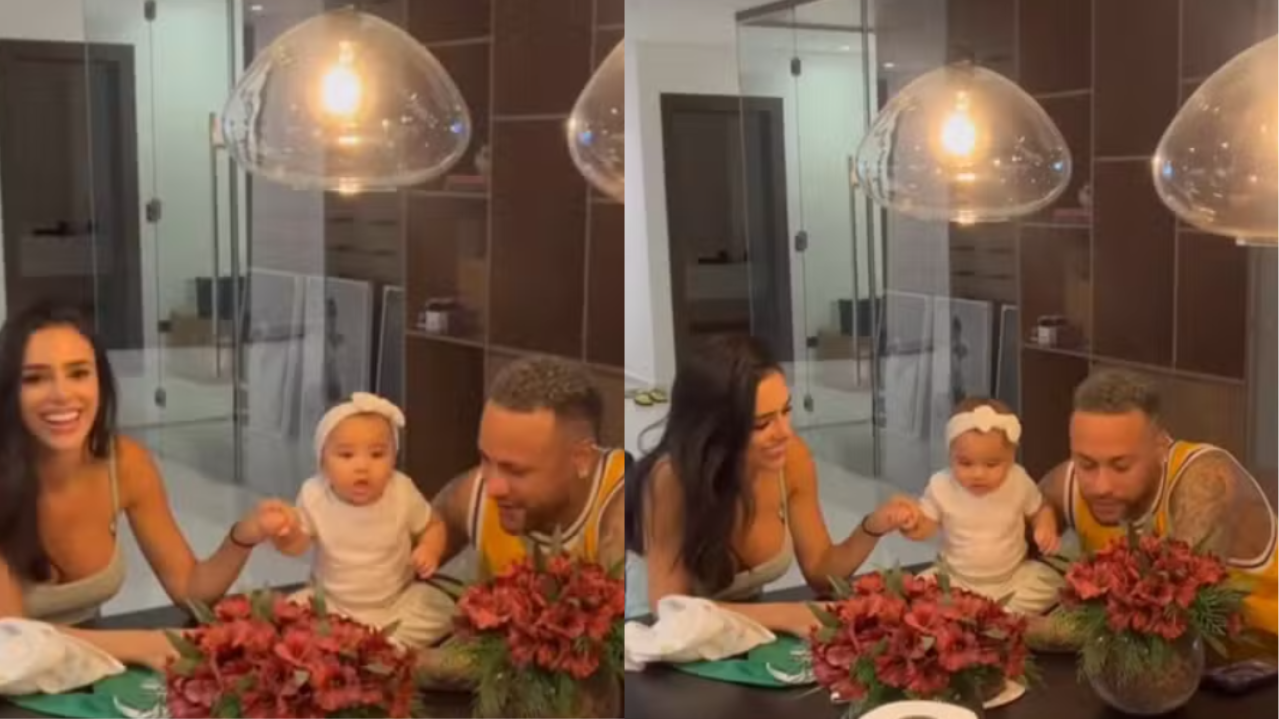 Bruna Biancardi e Neymar comemoram juntos o mês aniversário de Mavie; veja vídeo