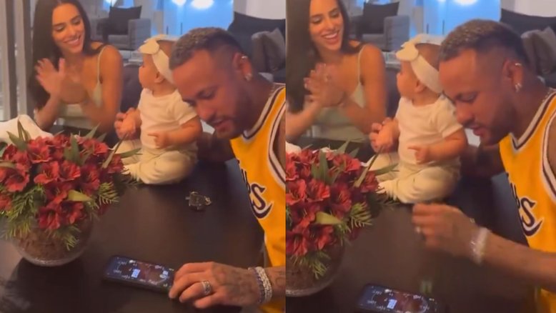 Neymar com Bruna Biancardi e Mavie