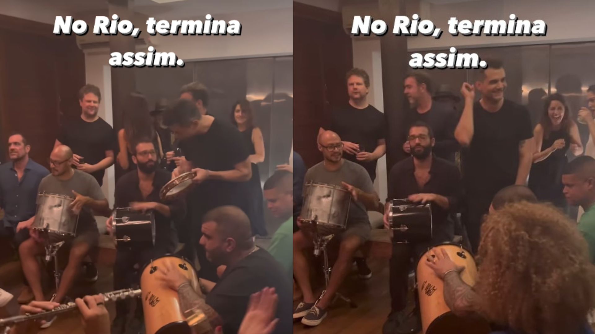 Vídeo: Wagner Moura, Humberto Carrão e Selton Mello curtem samba juntos no Rio