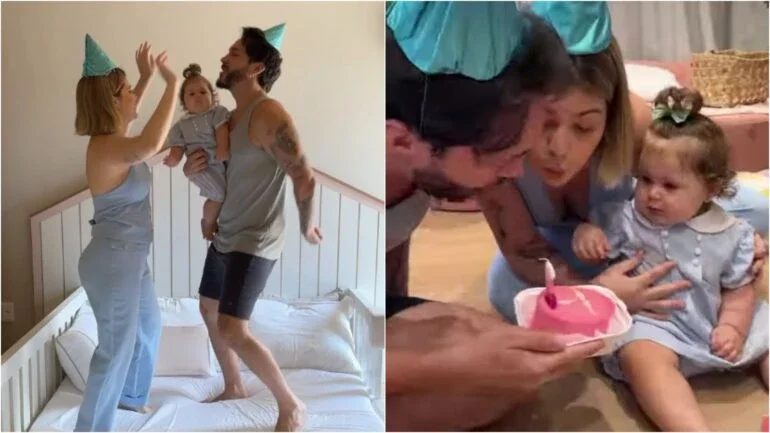 Após preparação de grande festa, Eliezer e Viih Tube comemoram 1º aniversário de Lua com um bolinho; entenda
