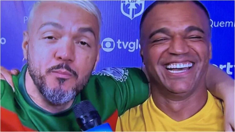 Belo e Denilson surgem pela primeira vez em público após briga polêmica e cantor brinca: 