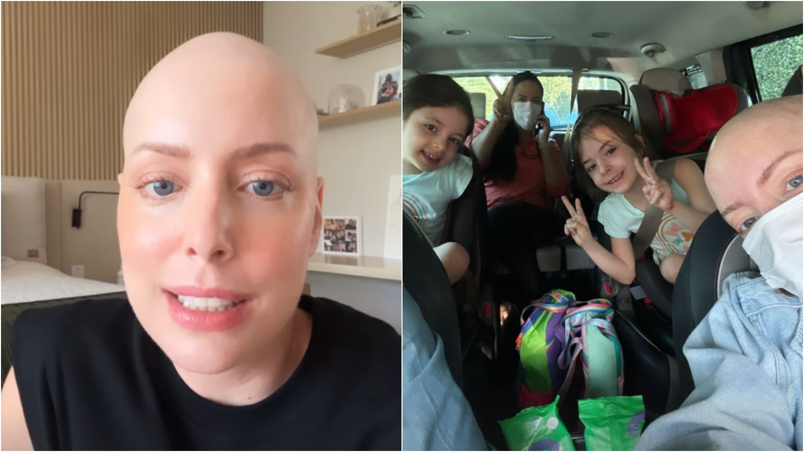 Fabiana Justus comemora levar filhas à escola em meio ao tratamento contra o câncer