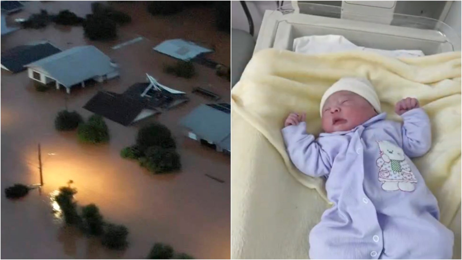 Bebê nasce após mãe ser resgatada das enchentes no RS