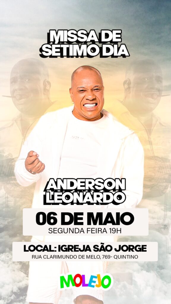 Missa de sétimo dia de Anderson Leonardo, vocalista do Molejo, acontece nesta segunda-feira, 6, no Rio