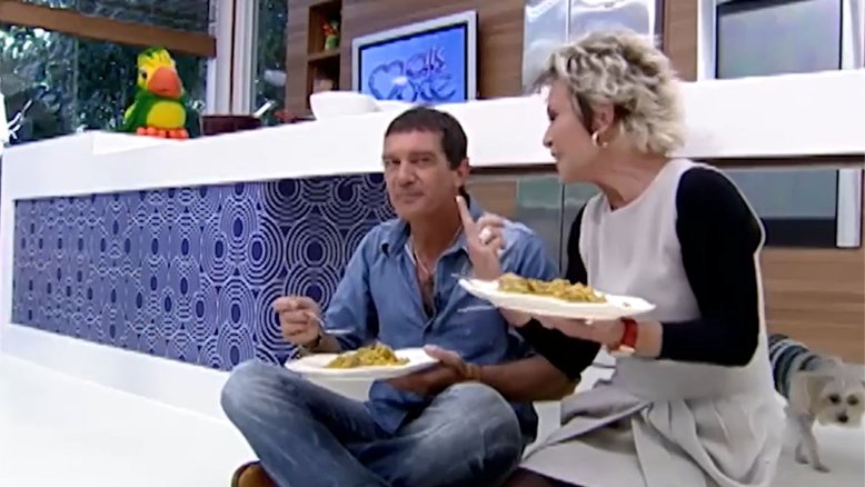 Antonio Banderas e Ana Maria Braga no 'Mais Você'