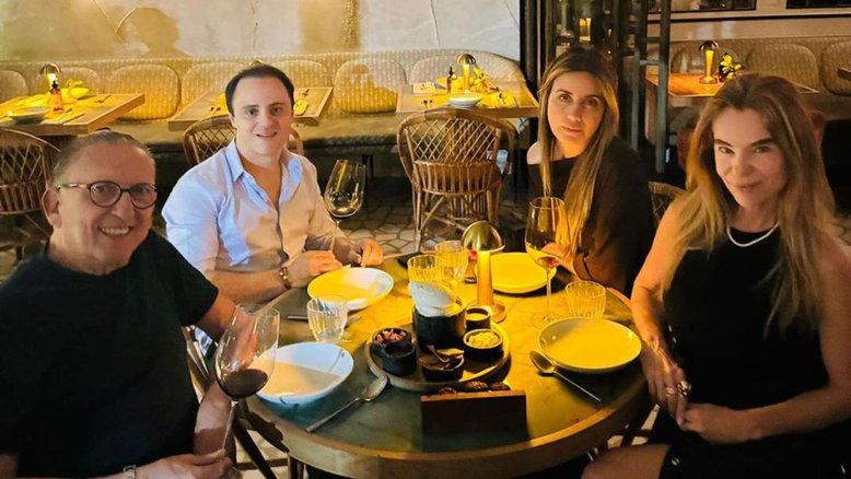 Galvão Bueno com a esposa, Desiree, Felipe Massa e Raffa Massa