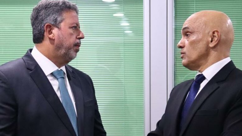 O presidente da Câmara, Arthur Lira (PP-AL), e Alexandre de Moraes, do Supremo Tribunal Federal (STF)
