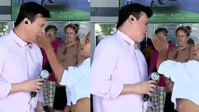 Repórter do SBT leva tapa na cara ao questionar briga entre mãe e filha; veja vídeo