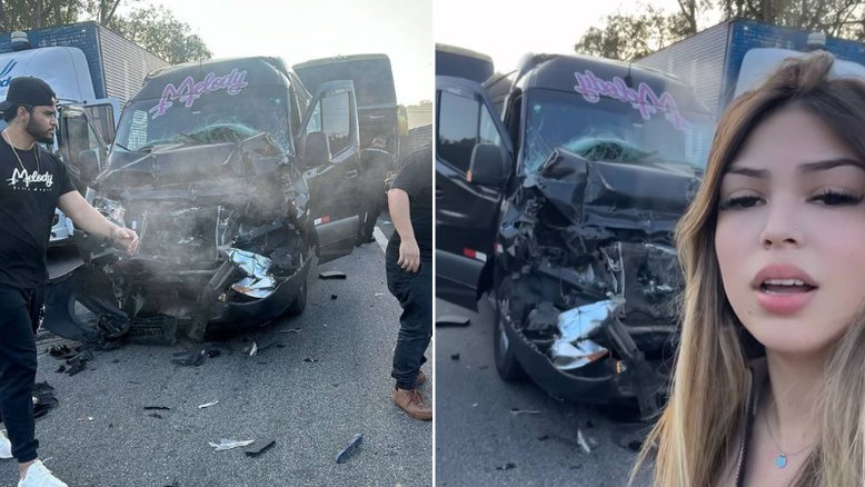 Van com Melody é atingida por ônibus