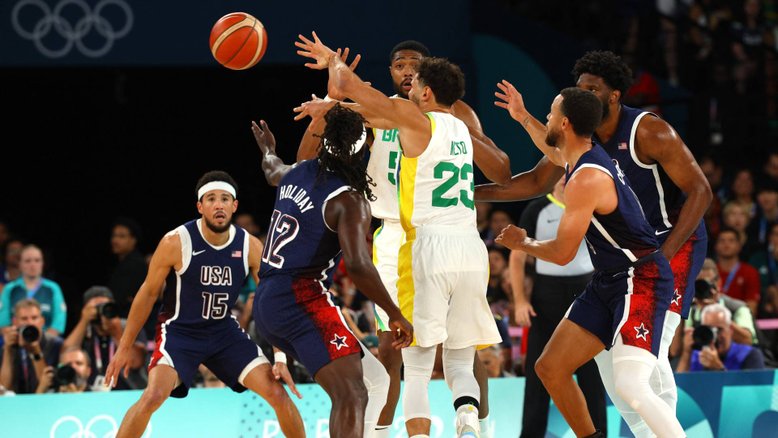Brasil perde dos Estados Unidos e se despede do basquete masculino em Paris 2024
