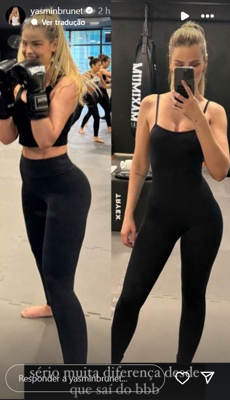 Yasmin Brunet mostra transformação do corpo em dois meses de rotina fitness 4 Story de Yasmin Brunet