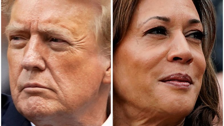 Donald Trump e Kamala Harris 30/5/2024 e 22/7/2024 REUTERS/Eduardo Munoz, Nathan Howard