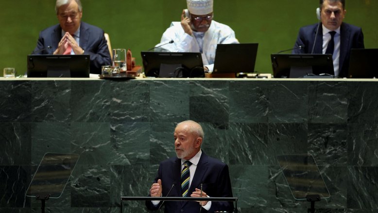 Presidente Luiz Inácio Lula da Silva durante discurso na 79ª Assembleia Geral da ONU, em Nova York, EUA 24/09/2024 REUTERS/Mike Segar