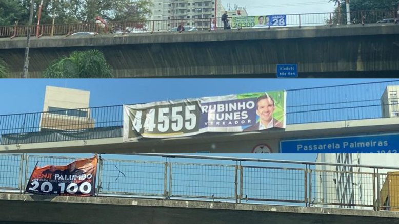 Candidatos a vereador exibem materiais de campanha em passarelas e viadutos da cidade de São Paulo | IstoÉ