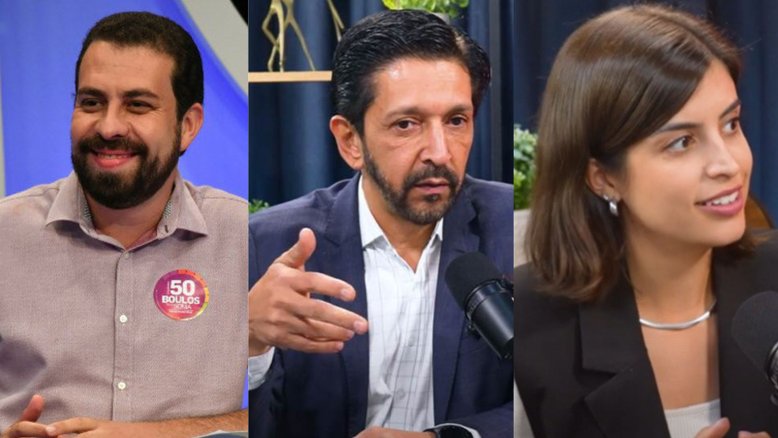 Guilherme Boulos (PSOL), Ricardo Nunes (MDB) e Tabata Amaral (PSB) vencem Pablo Marçal (PRTB) em simulações de segundo turno da AtlasIntel | Montagem/IstoÉ