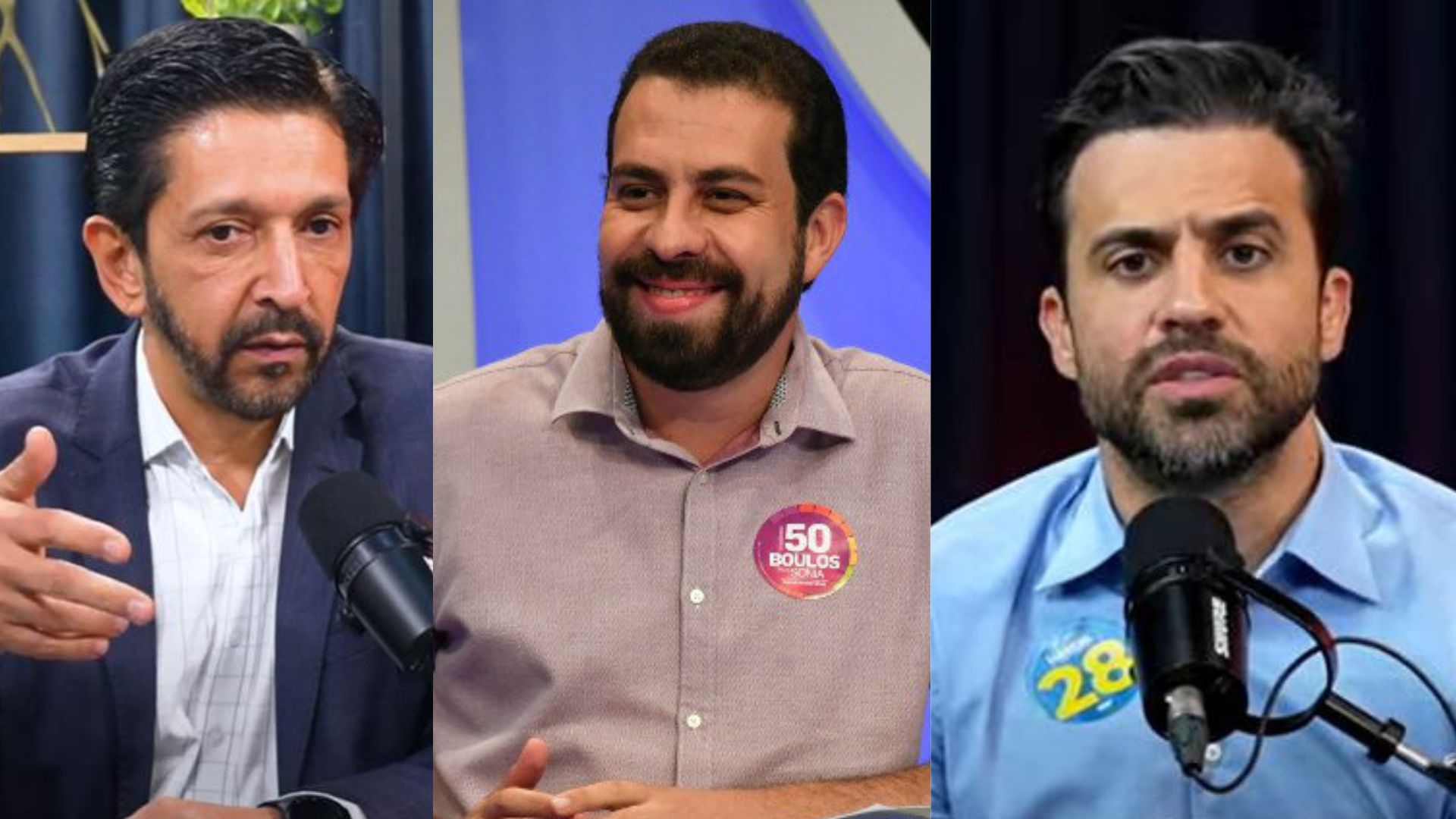 Quaest: Ricardo Nunes (MDB), Guilherme Boulos (PSOL) e Pablo Marçal (PRTB) seguem tecnicamente empatados em disputa pela prefeitura de SP | Montagem/IstoÉ