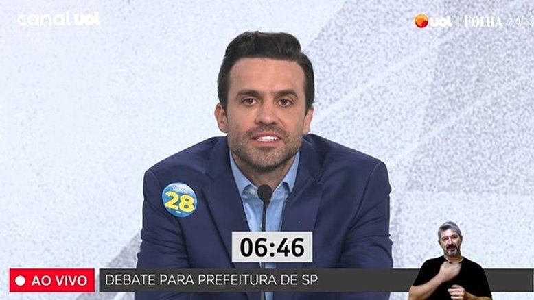 Marçal é um dos quatro candidatos no debate Folha/UOL desta segunda-feira Fonte: UOL