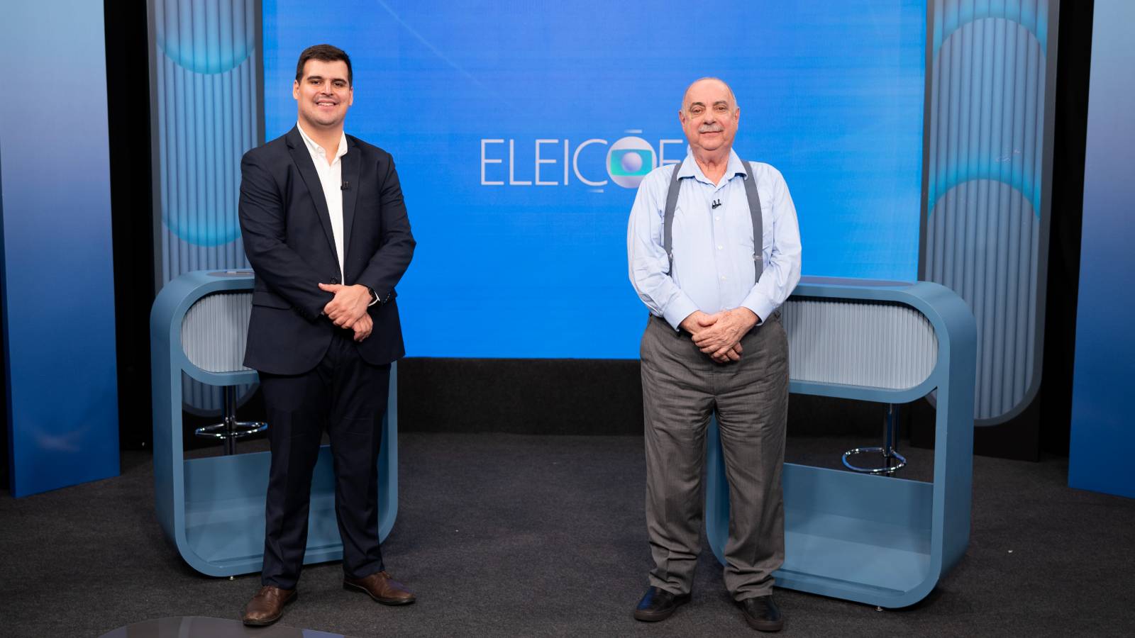 Bruno Engler (PL) e Fuad Noman (PSD) no estúdio da TV Globo, em Belo Horizonte. Crédito Douglas Magno.jpg