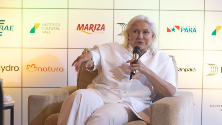 Fafá de Belém durante lançamento do evento Varanda de Nazaré 2024