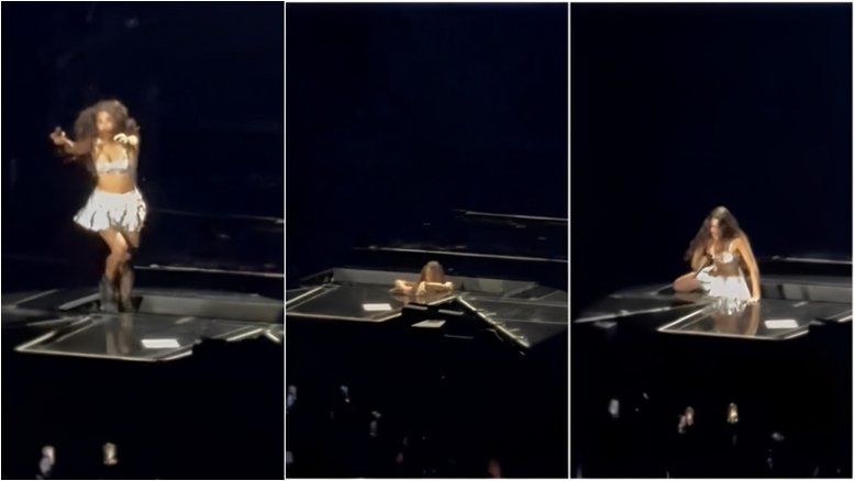 Olivia Rodrigo assusta fãs ao cair em buraco durante apresentação na Austrália: ‘No meio do palco’
