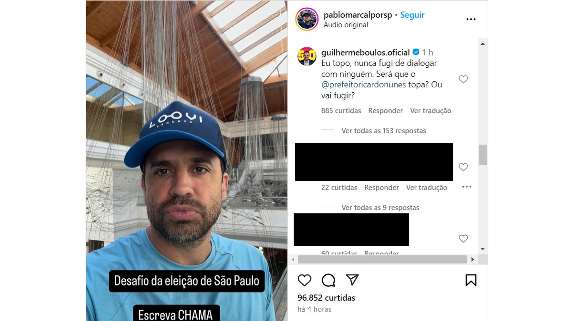 Boulos aceita convite de Marçal para sabatina e chama Nunes: 'Topa ou vai fugir?'