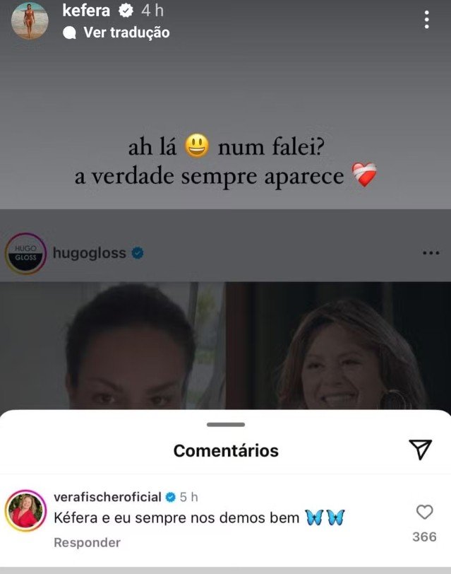 Vera Fischer quebra silêncio sobre suposta briga entre ela e Kéfera 2 Vera Fischer quebra silêncio sobre suposta briga entre ela e Kéfera