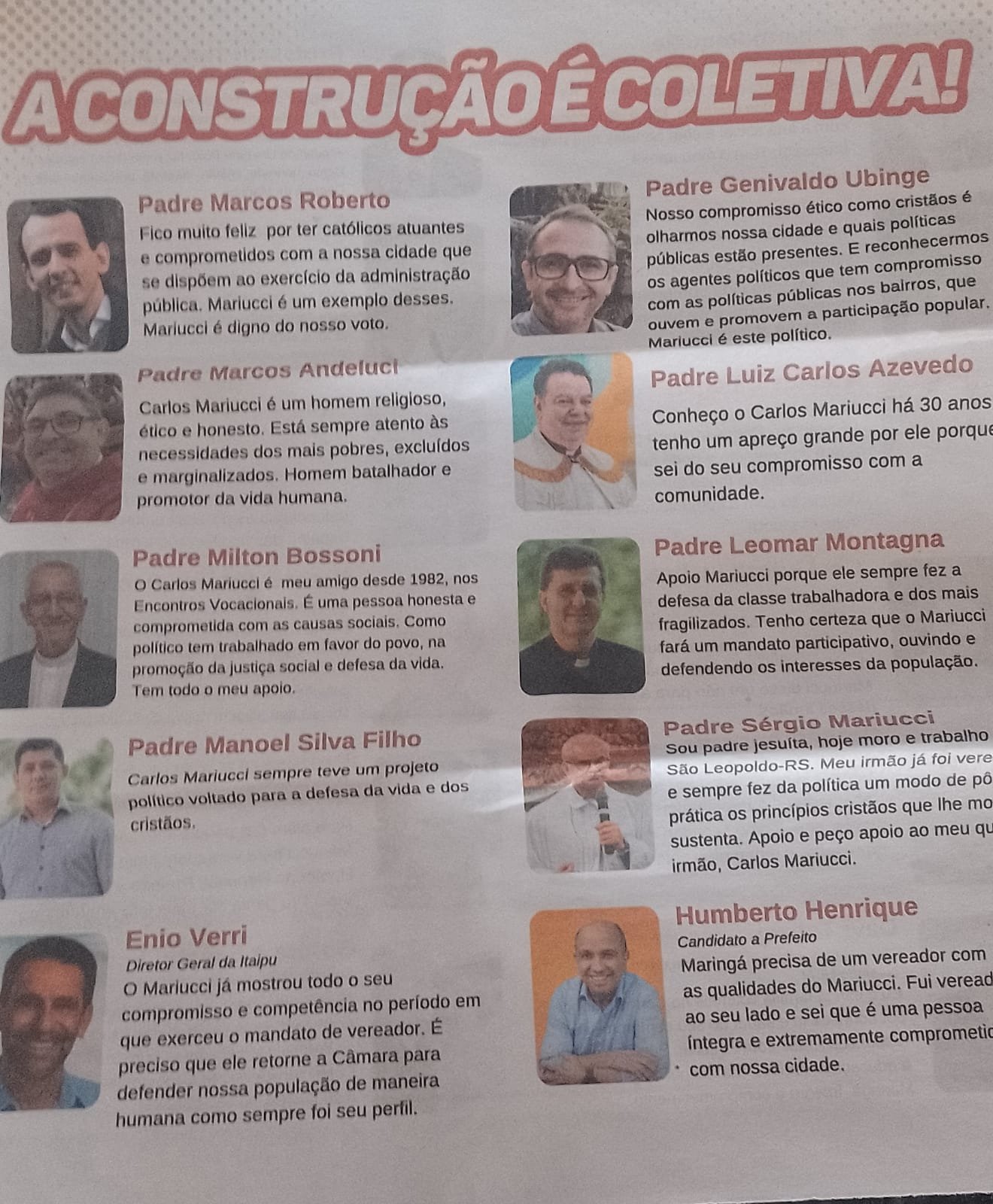 Contrariando CNBB, oito padres apoiam candidato em Maringá