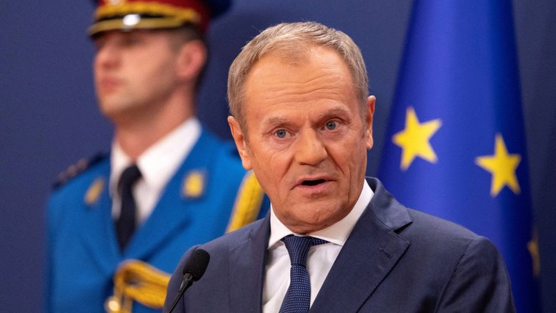 Primeiro-ministro da Polônia, Donald Tusk, durante visita à Sérvia 24/10/2024 REUTERS/Marko Djurica