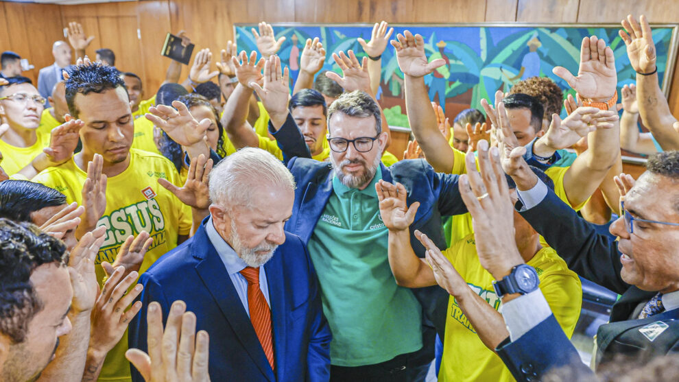 Lula durante a sanção do Projeto de Lei n° 3090/ 2023, que institui o Dia Nacional da Música Gospel, em cerimônia no Palácio do Planalto