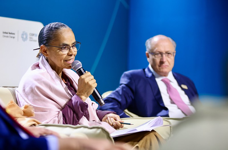 Marina Silva e Geraldo Alckmin durante a COP29