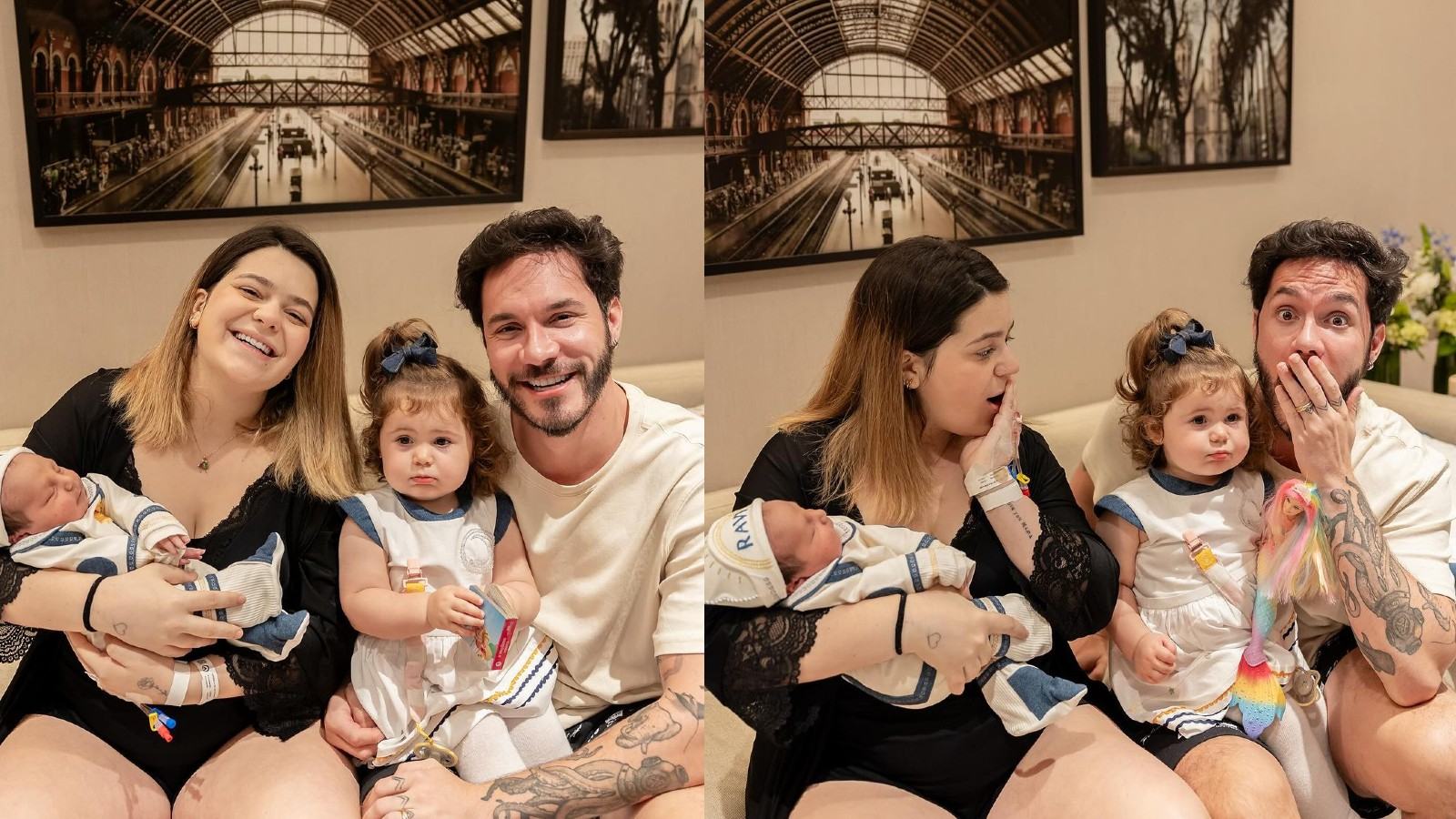 Após nascimento do filho, Eliezer posta fotos com a família completa: ‘Transbordando de amor’