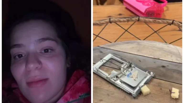 Dois frames dos stories de Viih Tube mostram o rosto dela e uma ratoeira