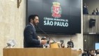 Ricardo Nunes discursa durante a sua posse como prefeito na Câmara Municipal de São Paulo