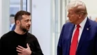 Presidente da Ucrânia, Volodymyr Zelenskiy, e presidente eleito dos EUA, Donald Trump, durante encontro em Nova York