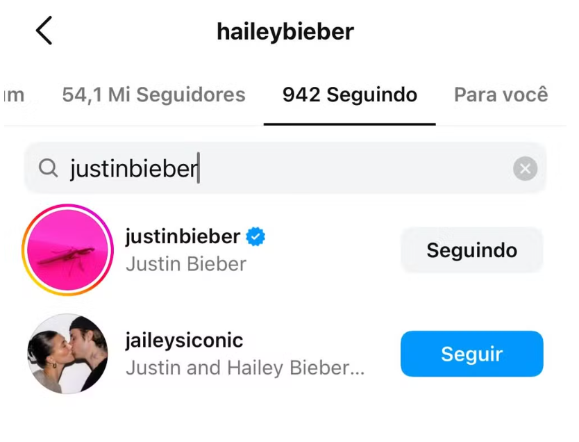 Justin Bieber deixa de seguir a esposa nas redes sociais e revela motivo