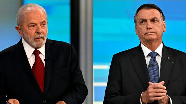 Lula e Bolsonaro em debate realizado pela Rede Globo em 2022