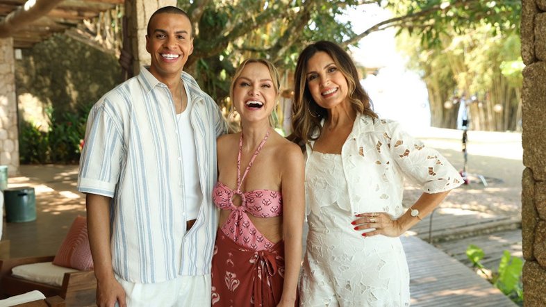 Fátima Bernardes e Thiago Oliveira foram convidados do 'Casa de Verão da Eliana' - Foto: Reprodução 
