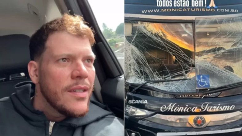 Ferrugem e sua equipe sofrem acidente de ônibus;