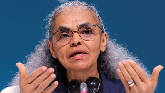 Ministra do Meio Ambiente e Mudança do Clima, Marina Silva, em entrevista coletiva durante a COP29, em Baku, no Azerbaijão