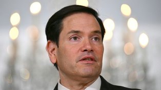 O secretário de Estado americano Marco Rubio nas dependências do Departamento de Estado em Washington, em 22 de maio de 2025 - AFP