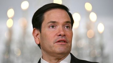O secretário de Estado americano Marco Rubio nas dependências do Departamento de Estado em Washington, em 22 de maio de 2025 - AFP