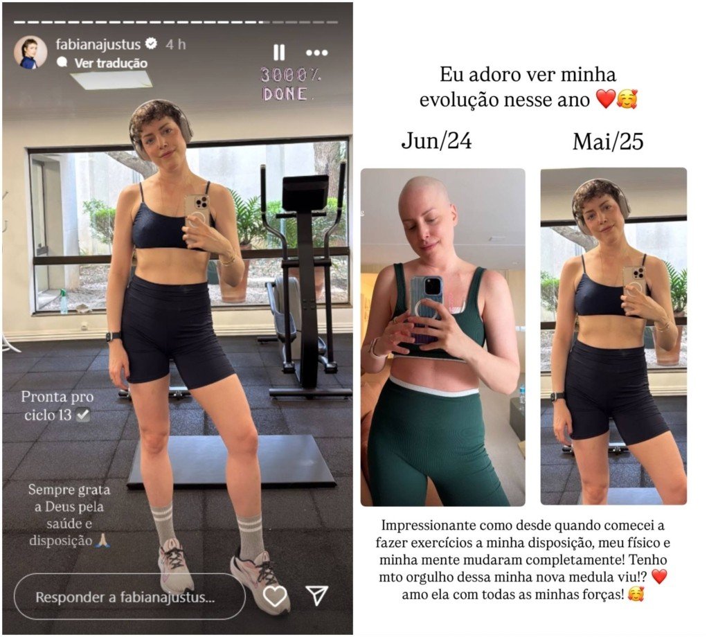 Fabiana Justus comemora resultado de um 1 ano de treinos: 'Orgulho'