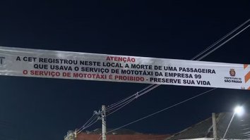 Prefeitura de SP coloca faixa em via onde passageira de mototáxi morreu