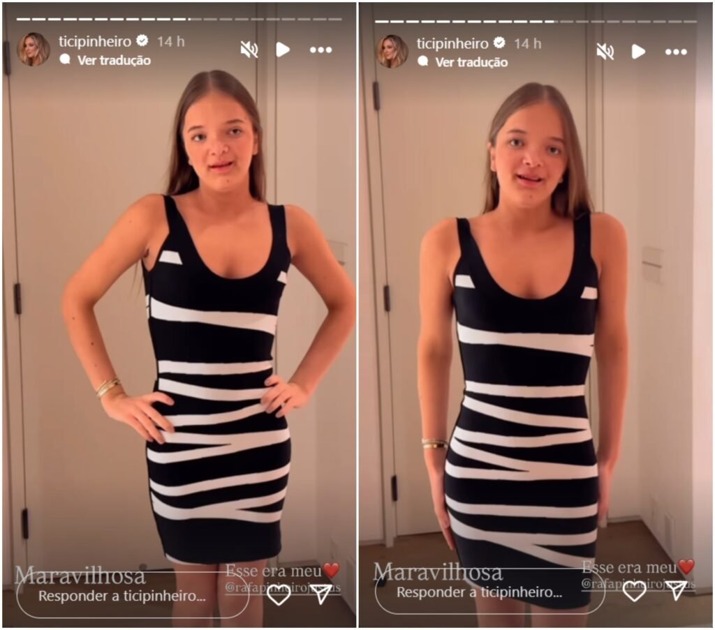Rafa Justus prova vestido da mãe que ela gostava de usar e descobre: 'Não ficava bom' 1 Rafa Justus prova vestido da mãe que ela gostava de usar e descobre: 'Não ficava bom'