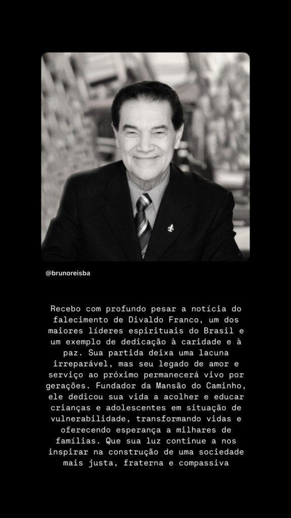 Famosos lamentam morte de Divaldo Franco nas redes sociais 4 Famosos lamentam morte de Divaldo Franco nas redes sociais