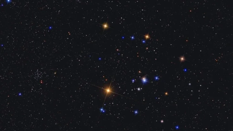 Reconhecidas desde a Antiguidade, as estrelas do aglomerado das Híades formam a cabeça da Constelação de Touro. Sua forma em “V” é ancorada por Aldebarã, o olho do Touro, que é a estrela mais brilhante da constelação. De aparência amarelada, a gigante vermelha Aldebarã não é um membro do aglomerado das Híades. O aglomerado das Híades está a 151 anos-luz de distância, enquanto Aldebarã fica a menos da metade dessa distância. Junto com as coloridas estrelas das Híades, este retrato estelar localiza Aldebarã logo abaixo do centro, bem como outro aglomerado estelar aberto em Touro, NGC 1647, à esquerda. As estrelas centrais das Híades estão espalhadas por cerca de 15 anos-luz e estima-se que sua formação tenha acontecido há cerca de 800 milhões de anos