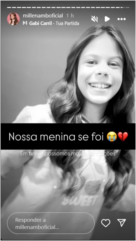 Morre Millena Brandão, atriz mirim do SBT, após sofrer 12 paradas cardíacas 1 Morre Millena Brandão, atriz mirim do SBT, após sofrer 12 paradas cardíacas