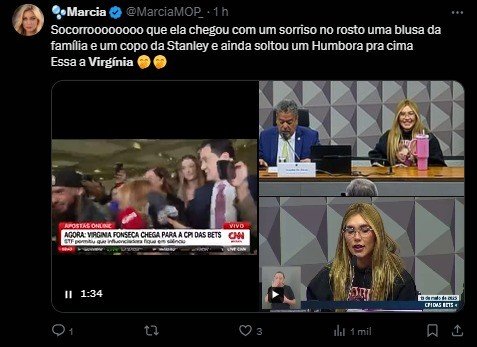 Internautas comentam postura de Vírginia Fonseca em depoimento em CPI das Bets