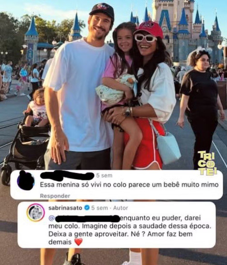 Após ser criticada por 'viver' com filha no colo, Sabrina Sato rebate internauta 2 Após ser criticada por 'viver' com filha no colo, Sabrina Sato rebate internauta