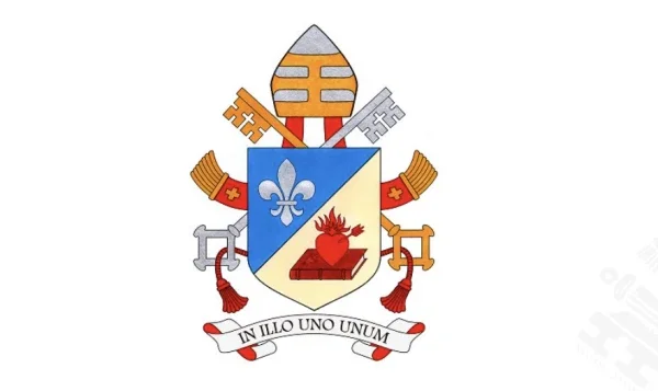 Vaticano divulga assinatura e retrato oficial do papa Leão XIV; veja 4 O brasão tem um lírio prateado e o sagrado coração repousando sobre um livro fechado, com as chaves de São Pedro ao fundo e a mitra acima do escudo